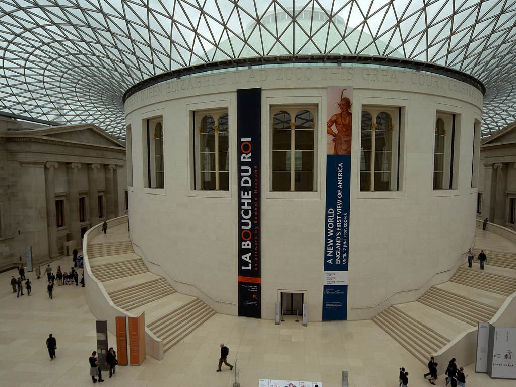 The glass-roofed Great Court inside the British Museum
